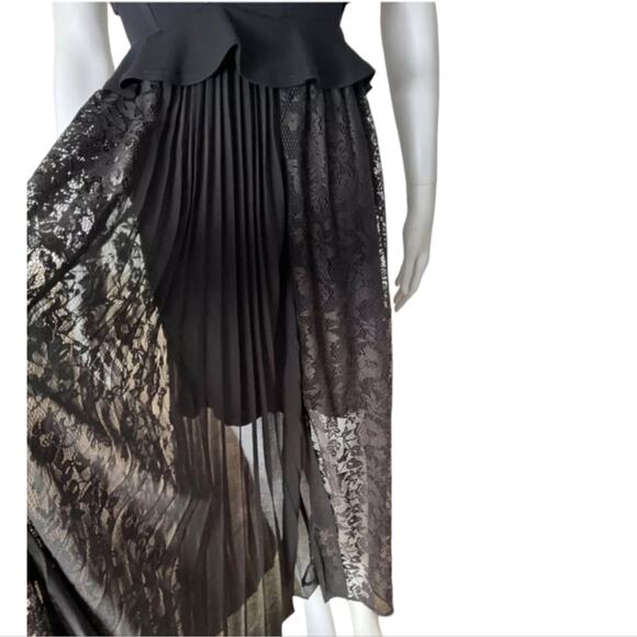 FRENCH CONNECTION Angelina Pleated Lace And Jersey Black Maxi Dress Size 8 New - Picture 16 of 16